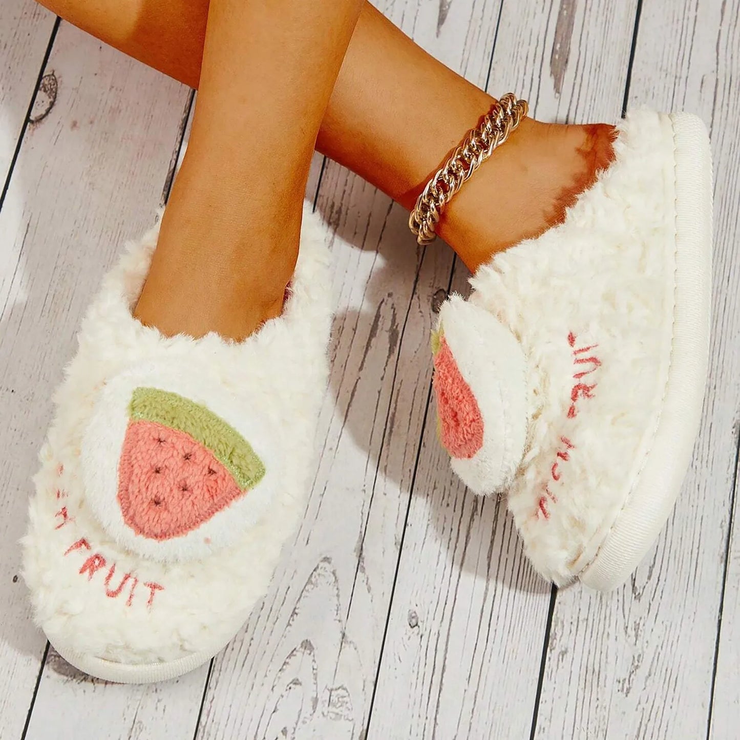 Fluffy Watermelon Cushion Slides