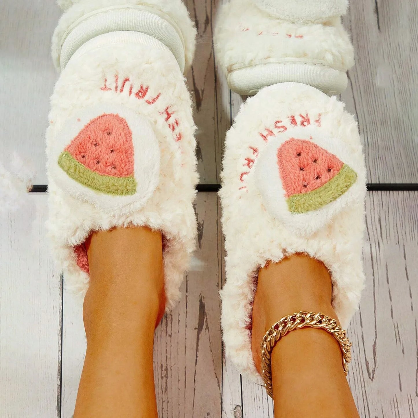 Fluffy Watermelon Cushion Slides