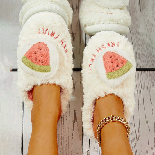 Fluffy Watermelon Cushion Slides